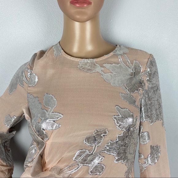 NEW SELF-PORTRAIT METALLIC FIL COUPÉ RUFFLE MINI DRESS - Picture 3 of 8